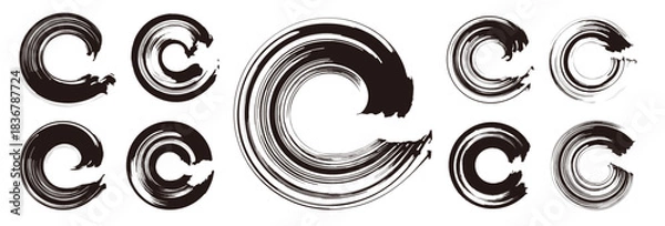 Obraz 筆で書いた円形のベクター素材のセット