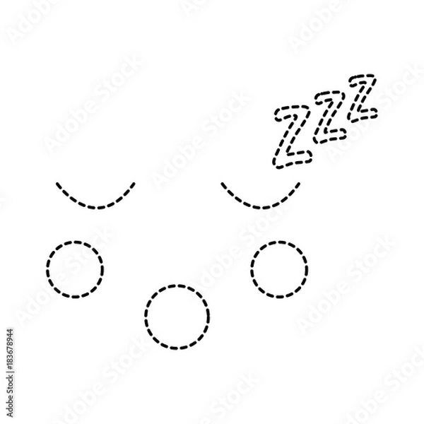 Fototapeta sleeping face emoji icon image vector illustration design black dotted line