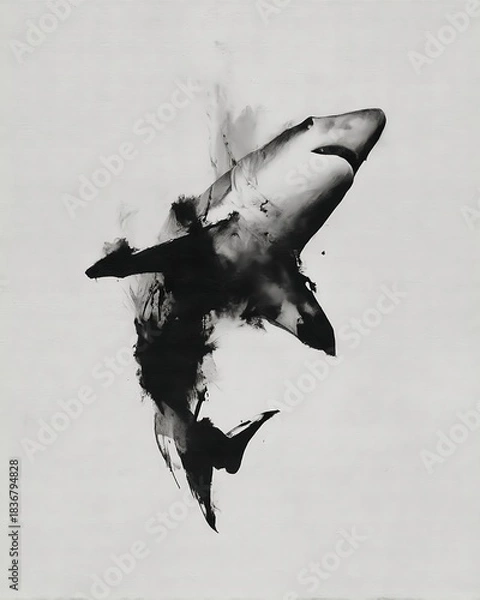 Fototapeta Abstract interpretation of a shark created with delicate ink transitions and soft gradients evoking calm power