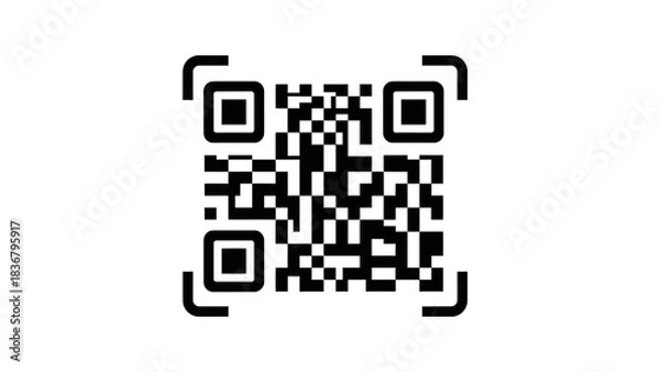Obraz Black and white QR code for quick digital scanning, mobile access, data information, and modern technology interface