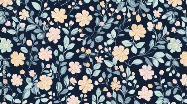 Fototapeta Floral Pattern on Dark Background