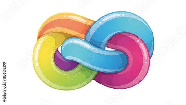 Fototapeta Colorful Chain Links Logo Template on White