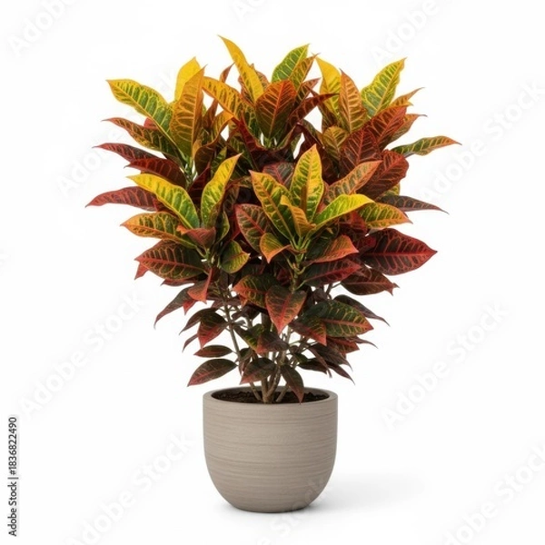 Fototapeta Isolated green houseplant in a white flowerpot, featuring a leafy palm tree and a succulent aloe