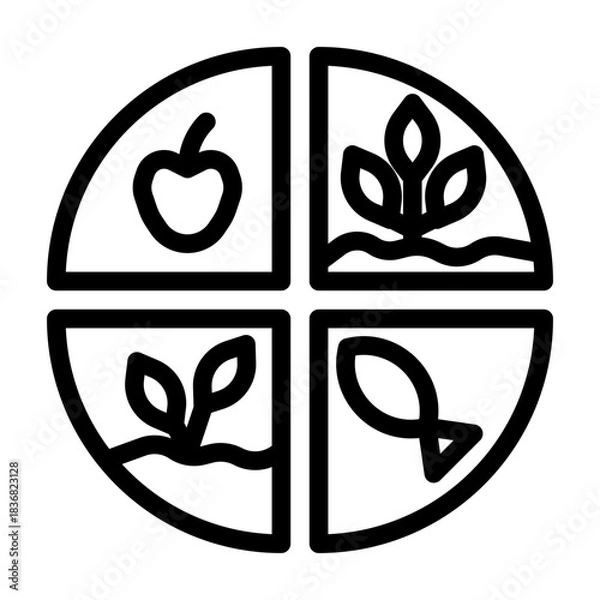 Obraz Biodiversity field line icon