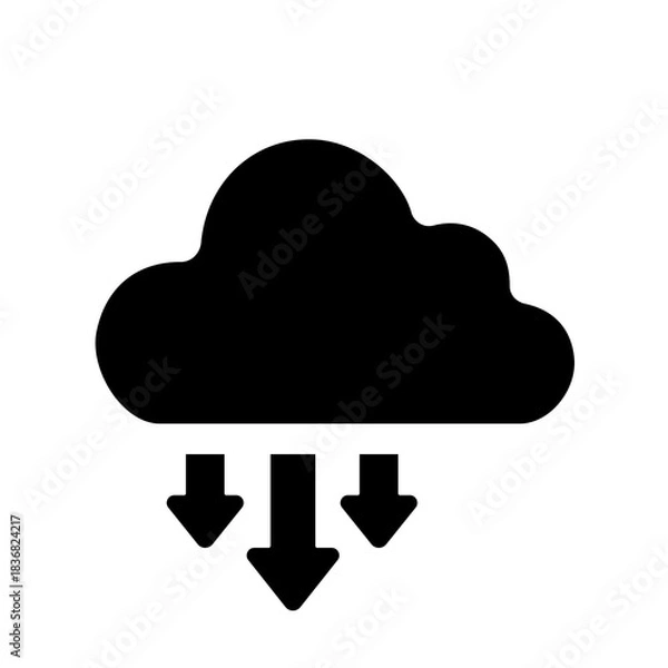 Fototapeta Cloud multiple download icon showing simultaneous downward data retrieval, supporting large-scale access, restore operations, and distributed cloud usage.