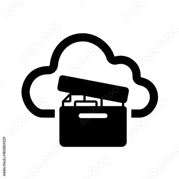 Fototapeta Outlined cloud storage symbol representing lightweight remote file saving, flexible access, scalable capacity, and clean digital organization across cloud systems.