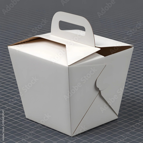 Fototapeta Minimalist Takeout Box: Clean lines and simple design define a classic takeout box, perfect for showcasing your culinary creations. A symbol of practicality and efficiency.