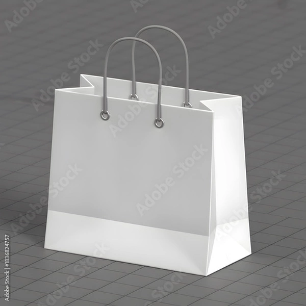Fototapeta Minimalist Shopping Bag: A pristine, modern shopping bag featuring elegant handles, ideal for showcasing product, brand identity, and offering a touch of retail charm.