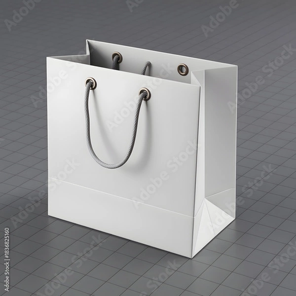 Fototapeta Minimalist Retail: A pristine, blank shopping bag, perfectly poised against a simple backdrop, ready for your message.