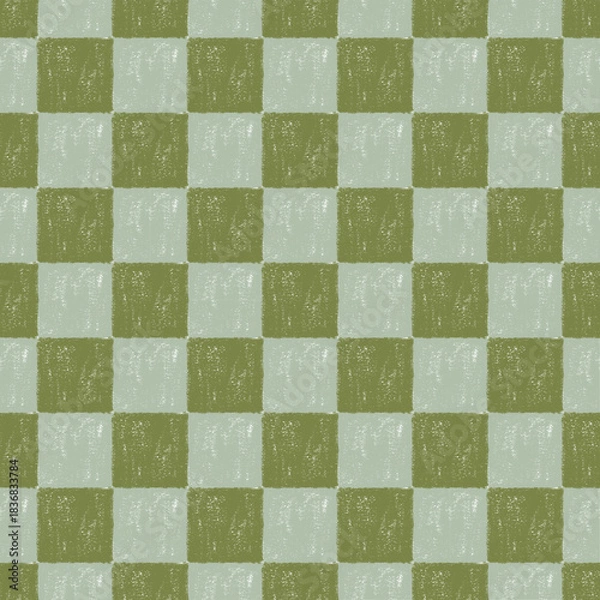 Obraz レトロな市松模様　クレヨンタッチ　シームレス