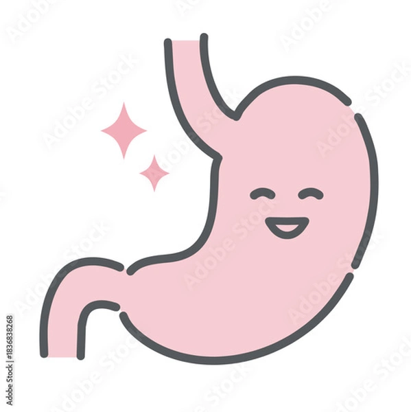 Obraz 健康で元気な胃のキャラクターイラスト（正常・消化機能）