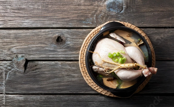 Fototapeta samgyetang, chicken soup with ginseng