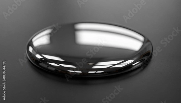 Fototapeta Mercury liquid metal drop on dark surface