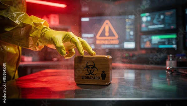 Fototapeta Biohazard containment procedure in a secure laboratory environment