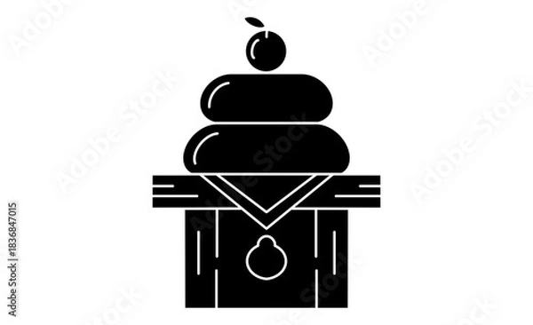 Obraz お正月の伝統行事「鏡餅」のイラストアイコン素材