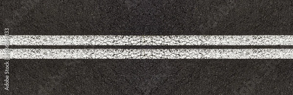 Obraz Lignes blanches doubles sur asphalte 