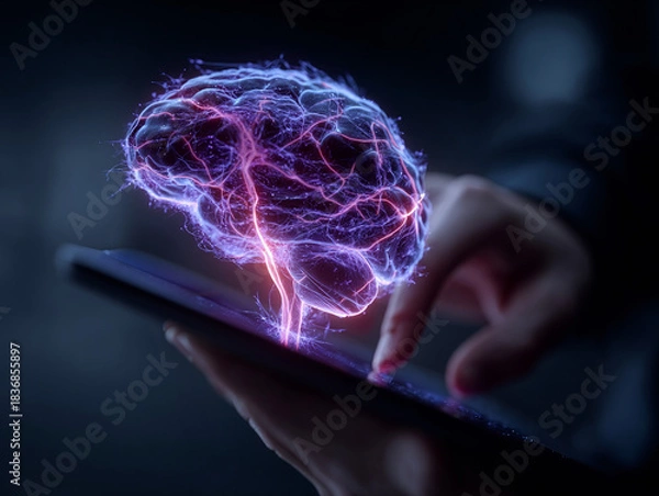 Obraz Artificial Intelligence Brain Concept on Tablet