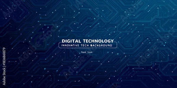 Obraz Blue digital technology background with circuit board pattern design