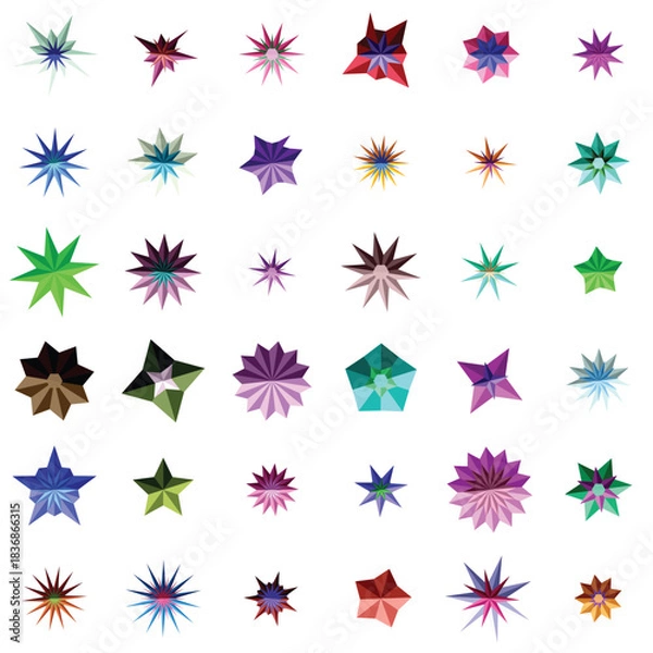 Fototapeta Collection of colorful abstract star shape icons