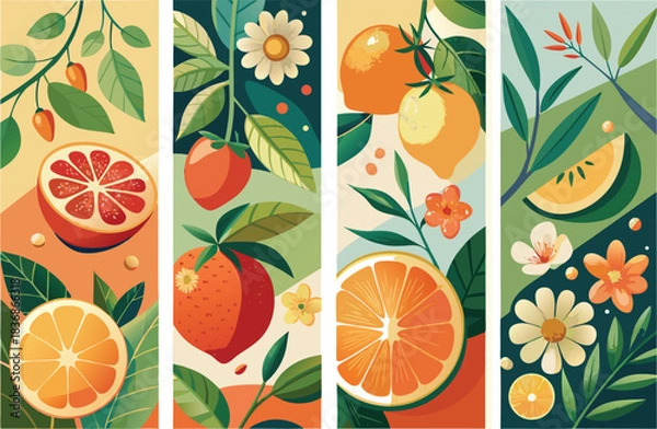 Fototapeta seamless pattern with citrus fruits