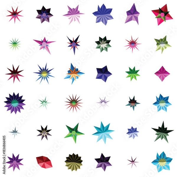 Fototapeta Collection of colorful abstract star shape icons