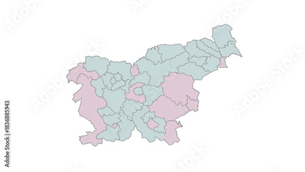 Fototapeta Map of Slovenia's Regions Administrative Divisions and Geographic Representation