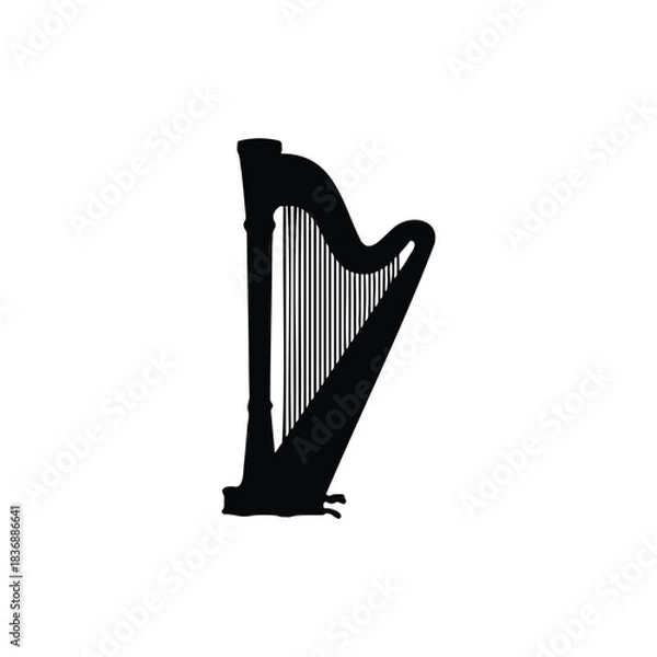 Obraz Harp silhouette vector flat illustration design.