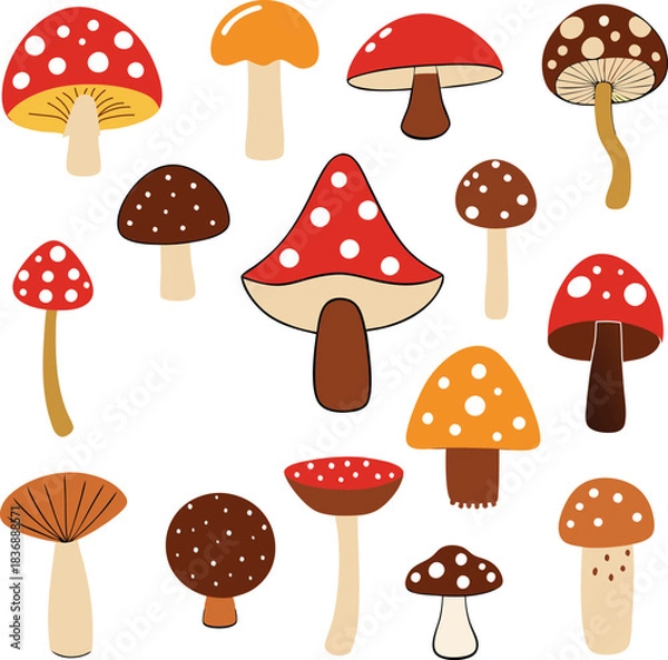 Fototapeta seamless pattern with mushrooms