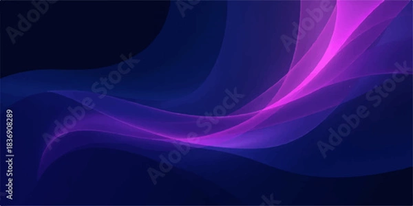 Fototapeta Abstract blue wave background with smooth flowing lines and soft glowing light