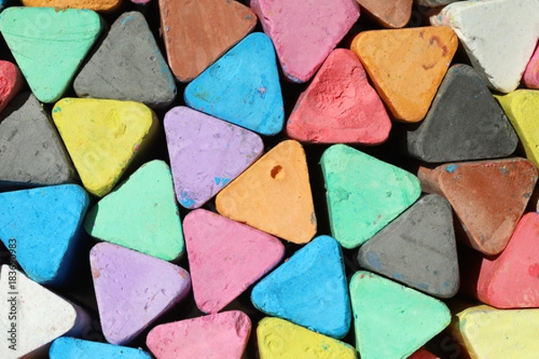 Obraz Large multi-colored chalk triangles in multiple colors