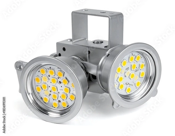 Obraz Three-headed metal device, housing LED lights, with bracket