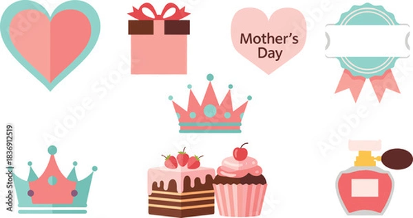 Obraz Collection of cute celebratory icons for mother s day and birthdays