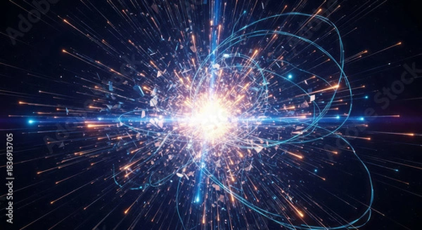 Obraz Dynamic energy explosion with light trails and abstract motion