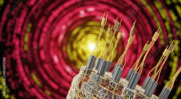 Obraz Cutting-edge AI processor with vibrant data flow technology