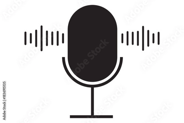 Fototapeta Set of line Microphone icons. Different variant podcast microphone. Karaoke mic web and mobile app icon. Voice, recording Studio Symbol collection. Logo template for many purpose. Vector illustration