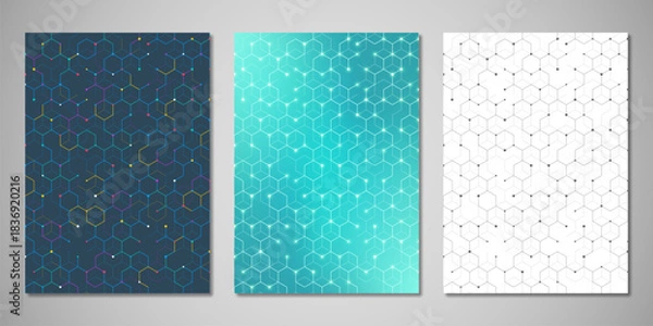 Obraz Abstract geometric background with hexagons shape pattern for a business brochure or cover book, page layout, flyer design, and poster template