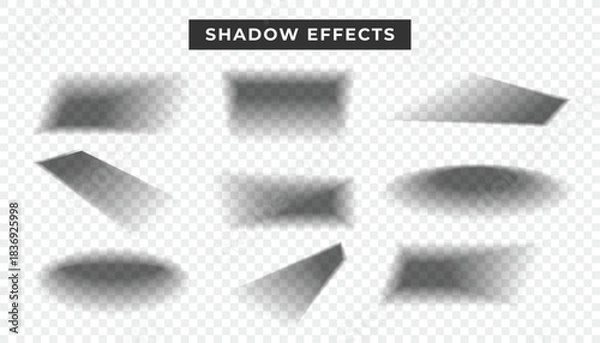 Obraz Realistic soft shadow effects collection with transparent background for modern graphic design elements