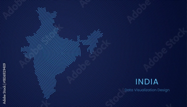 Fototapeta India dotted digital map for data visualization design