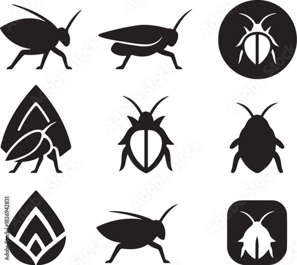 Obraz Katydid Silhouette Icon Set.eps