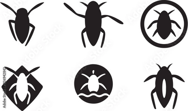 Obraz Backswimmer Insect Silhouette Icon Set.eps