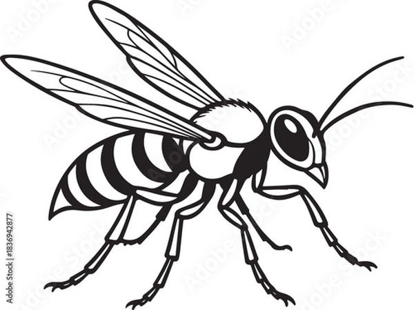 Obraz Wasp Aggressive Vector Line Illustration.eps