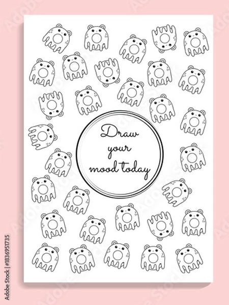 Obraz Mood tracker with cute characters, vector donut planner, color your mood
