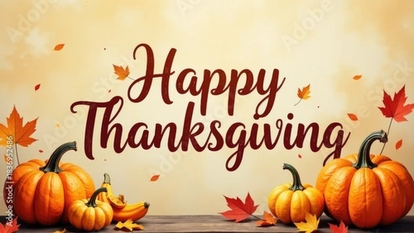 Fototapeta A still life image of a group of pumpkins sitting on a table, perfect for seasonal decorations or autumn-themed designs