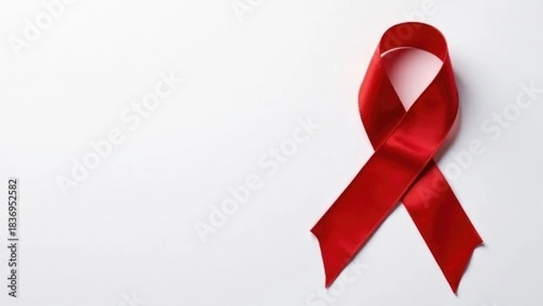 Fototapeta A simple red ribbon on a plain white background