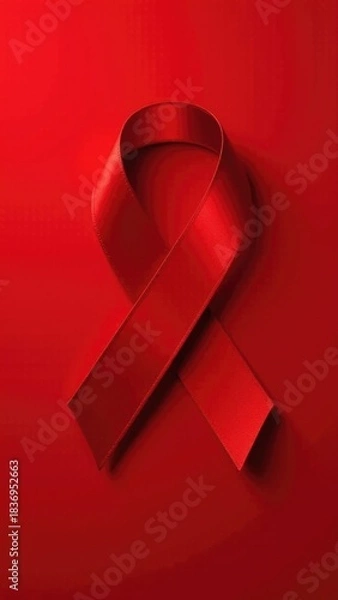 Fototapeta A bright red ribbon placed against a solid red background