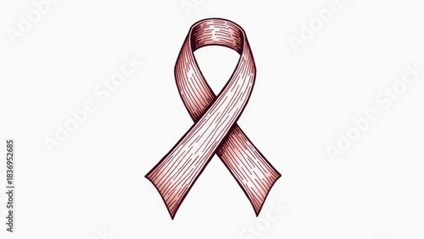 Fototapeta A simple illustration of a pink ribbon against a white background, suitable for use in promotions and designs