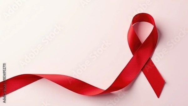 Fototapeta A single red ribbon against a bright pink background, perfect for adding a pop of color to any design
