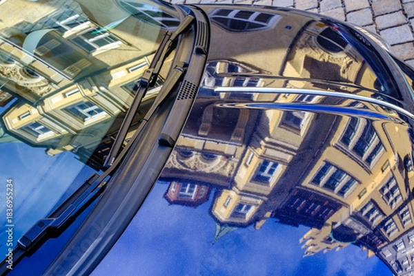 Fototapeta typical reflection of a facade at a car