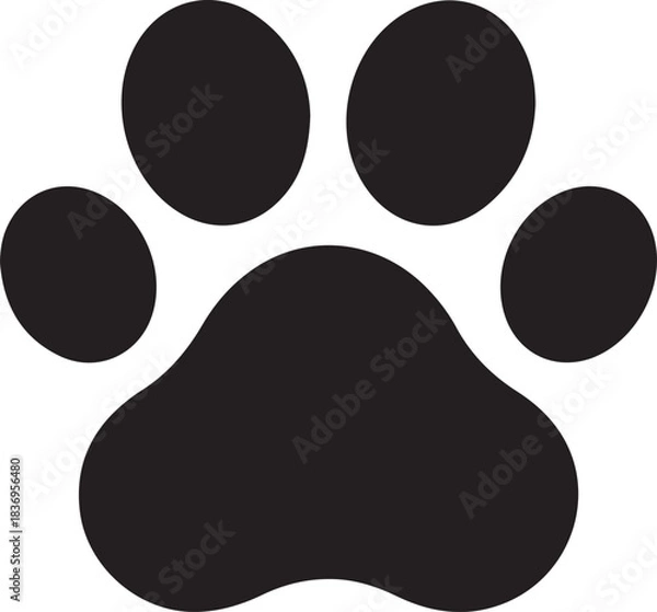 Obraz Dog or cat paw print flat icon 