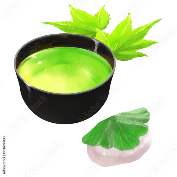 Fototapeta 日本茶_緑茶_和菓子
